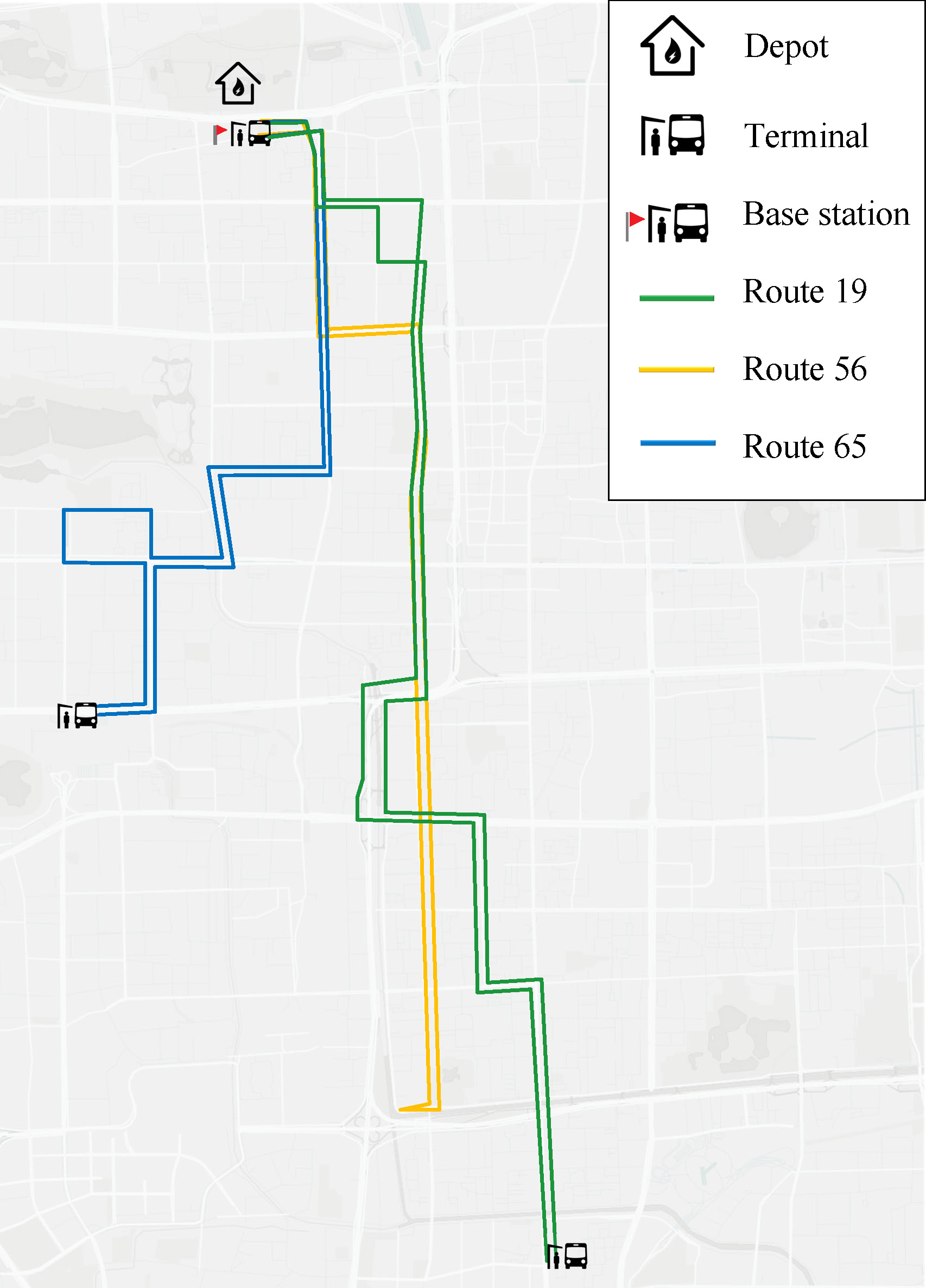 Map of the Beijing bus routes used in the case study